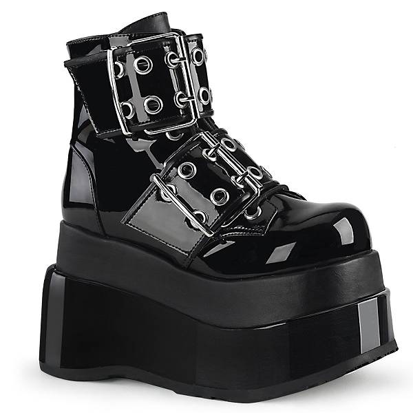 Demonia Bear-104 Black Patent/Vegan Leather Stiefel Herren D189-324 Gothic Plateaustiefel Schwarz Deutschland SALE